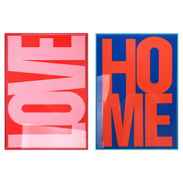 DKD Home Decor Cuadro Lienzo Love Home Lacado Surtido de 2 Unidades