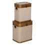 Ixia Set de 2 Baúles Beige Madera y Tejido 40 x 30 x 45 cm