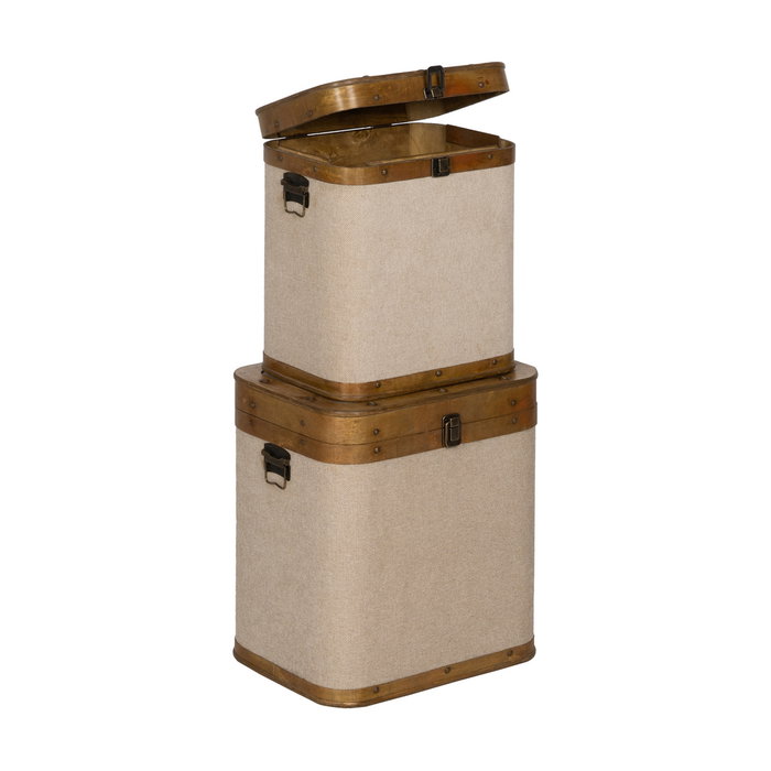 S/2 Baúl Beige Madera / Tejido 40 X 30 X 45 cm S/2 Baúl Beige Madera / Tejido 40 X 30 X 45 cm