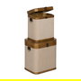 S/2 Baúl Beige Madera / Tejido 40 X 30 X 45 cm