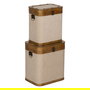 S/2 Baúl Beige Madera / Tejido 40 X 30 X 45 cm