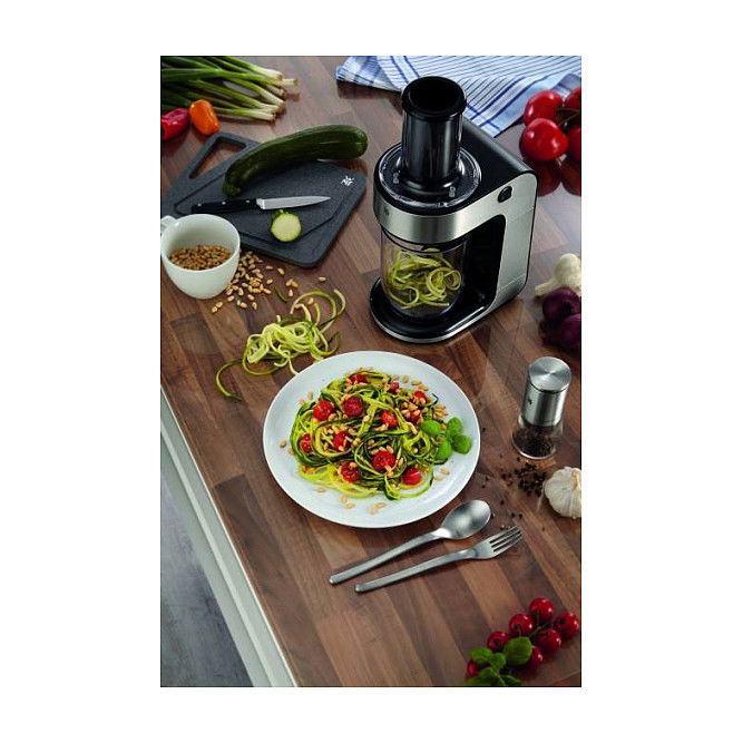 WMF KULT X Spiralschneider Cortador en Espiral 1.25L, Negro/Cromo/Transparente, Cuchilla Acero Inoxidable, 80W, 220-240V