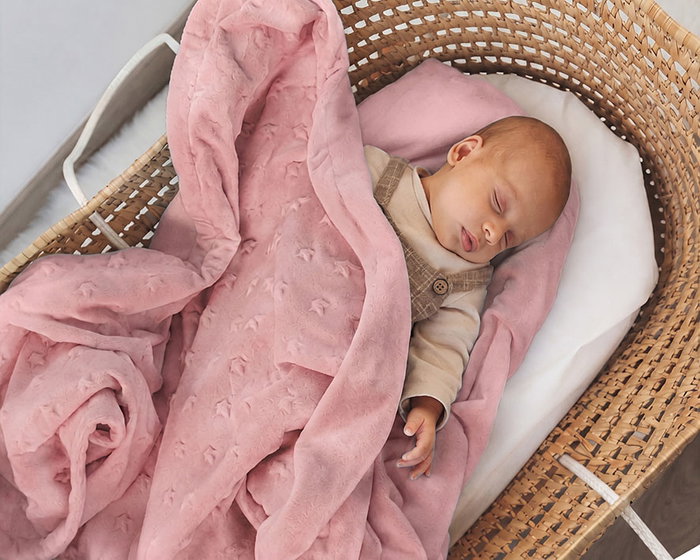 KioKids Manta para Bebés Rosa con Estrellas en Relieve