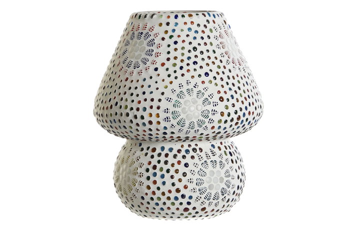 DKD Home Decor Lámpara de sobremesa de cristal Flores 18x18x23 cm