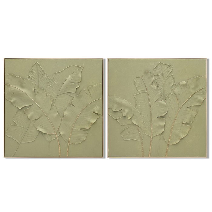 DKD Home Decor Cuadro Lienzo Palmera Surtido de 2 Unidades 82x82 cm