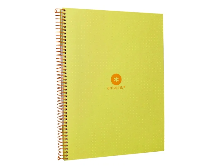 Antartik Cuaderno espiral Din A4 micro 80 hojas 90 gr rayado puntos tapa forrada banda 4 taladros amarillo