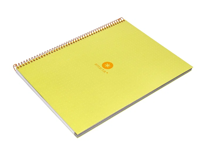 Antartik Cuaderno espiral Din A4 micro 80 hojas 90 gr rayado puntos tapa forrada banda 4 taladros amarillo