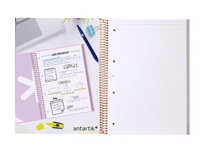 Antartik Cuaderno espiral Din A4 micro 80 hojas 90 gr rayado puntos tapa forrada banda 4 taladros amarillo
