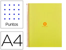 Antartik Cuaderno espiral Din A4 micro 80 hojas 90 gr rayado puntos tapa forrada banda 4 taladros amarillo