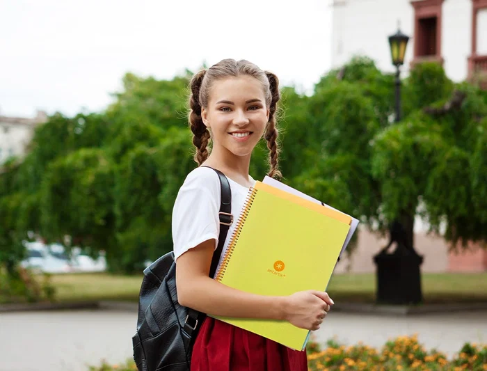 Antartik Cuaderno espiral Din A4 micro 80 hojas 90 gr rayado puntos tapa forrada banda 4 taladros amarillo