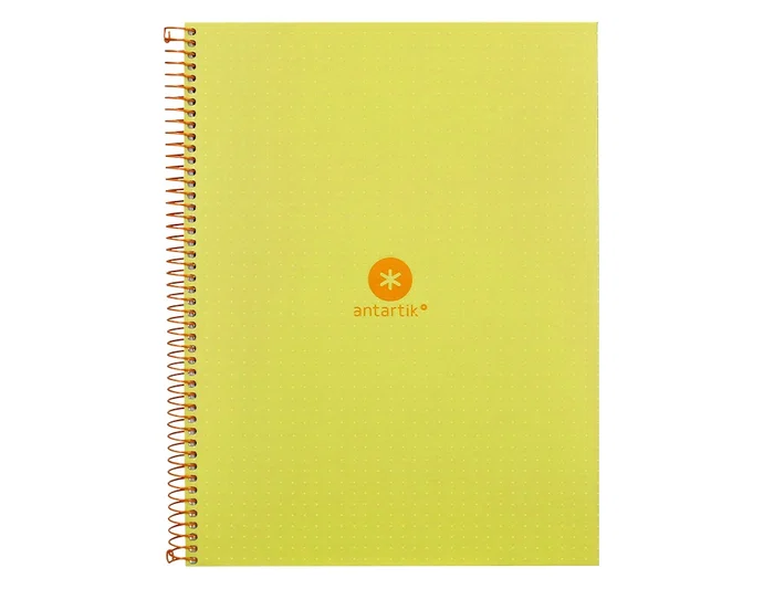 Antartik Cuaderno espiral Din A4 micro 80 hojas 90 gr rayado puntos tapa forrada banda 4 taladros amarillo