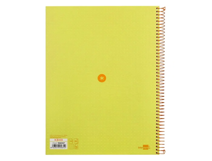 Antartik Cuaderno espiral Din A4 micro 80 hojas 90 gr rayado puntos tapa forrada banda 4 taladros amarillo