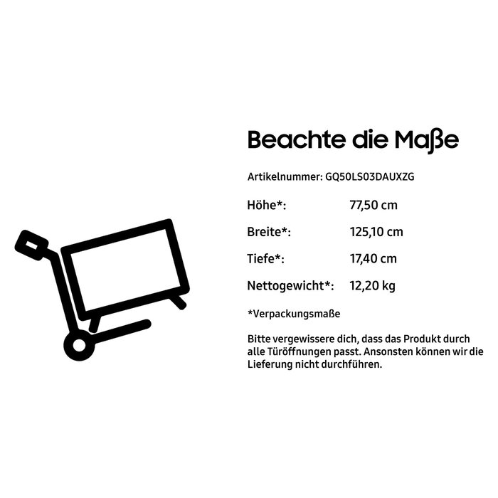 Samsung The Frame LS03DAU 50" QLED 4K UHD Smart TV | Modo Arte, Procesador Quantum 4K, HDR10+, Tizen, WiFi, 4xHDMI, Dolby Atmos, Negro | GQ50LS03DAUXZG