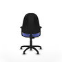 Silla de oficina Algarra con mecanismo Contacto permanente básico tapizada con Tela color Azul claro. Equipada con Base poliamida negra, Brazos 2Dy Topes