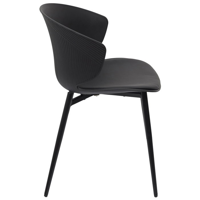 Home Deco Factory Silla Negra Brighton - Acolchada, Respaldo con Relieve, Soporta 110 kg, 49x56x79 cm