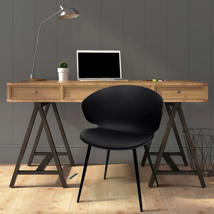 Home Deco Factory Silla Negra Brighton - Acolchada, Respaldo con Relieve, Soporta 110 kg, 49x56x79 cm