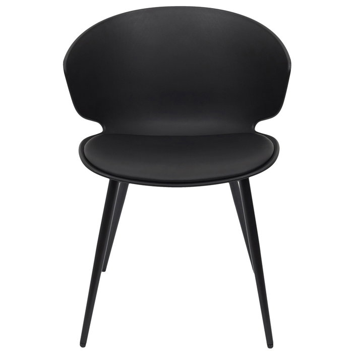 Home Deco Factory Silla Negra Brighton - Acolchada, Respaldo con Relieve, Soporta 110 kg, 49x56x79 cm