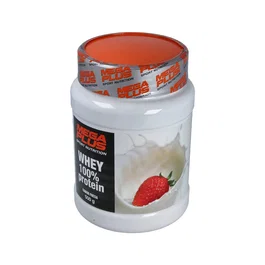 MEGA PLUS Concentrado de Proteína de Suero Whey 100% sabor Fresa 500 g - 73.4 g de proteína por 100 g