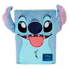 Loungefly Cuaderno Peluche Stitch Disney con Bolsillo para Bolígrafos, Felpa y Piel Vegana, 16.25x21.8cm