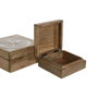 DKD Home Decor Set de 2 Joyeros de Mango con Diseño de Árbol, Blanco y Natural