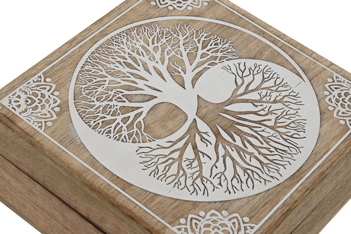 DKD Home Decor National 24a Joyero Indio Blanco Natural Mango Set de 2 18 x 9 x 18 cm