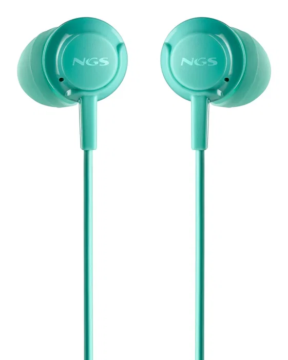 NGS Auriculares NGS CROSS DRIFT MINT - Auriculares intraurales alámbricos con micrófono, control multifunción y jack 3.5 mm para música y llamadas - Color menta