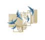 DKD Home Decor Decoración de Pared Metal Golondrinas Dorado y Azul