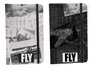 DKD Home Decor Surtido de 2 Libretas de Cartón y Papel AVIACION, 80 Hojas, Blanco y Negro