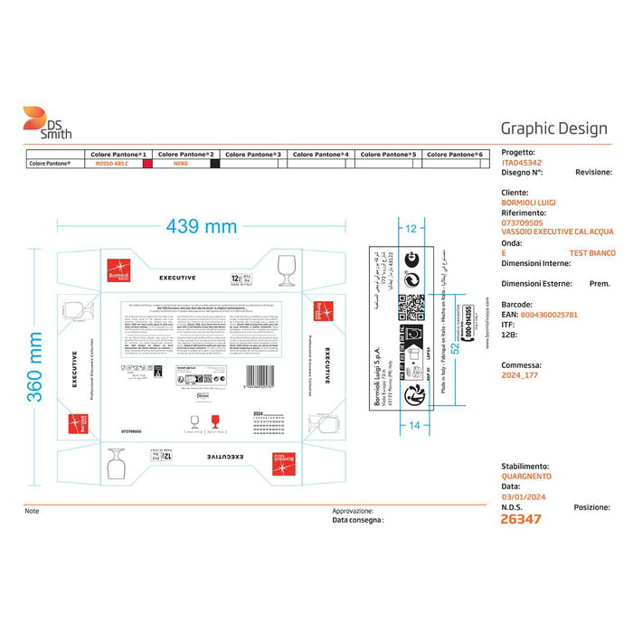 Set 12 Copas Agua Vidrio Executive Bormioli Rocco 29 cL