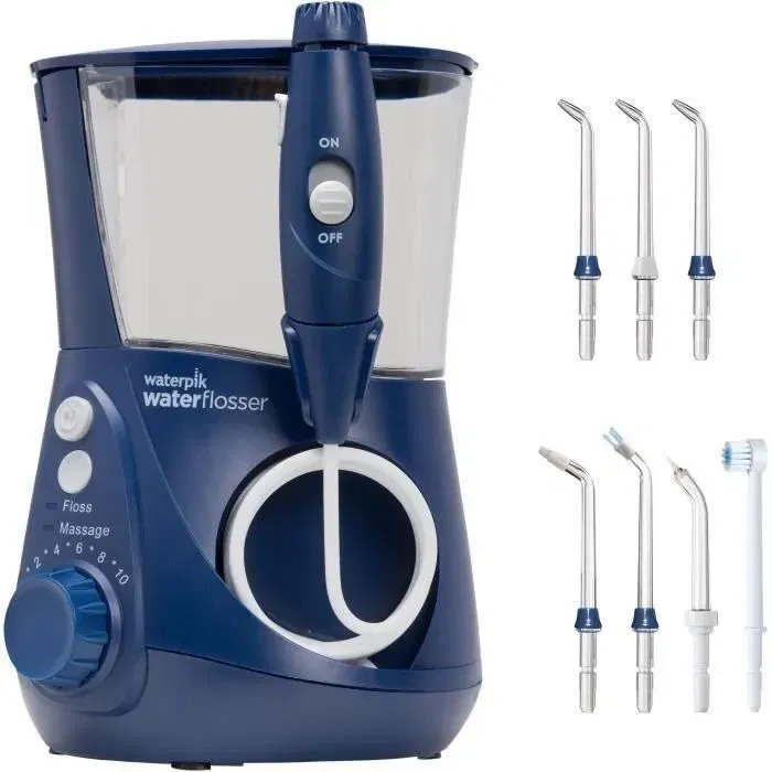 Waterpik Irrigador bucal fijo Ultra Professional WP-663 - 1250 pulsaciones - 90 segundos de autonomía - 7 boquillas - Azul