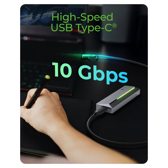 ICY BOX IB-1826MCL-CU31 Caja Externa SSD M.2 NVMe/SATA USB 3.2 Gen 2 Tipo C 10 Gbps con Iluminación RGB, Aluminio Gris, Plug and Play, Hot-swap ICY BOX IB-1826MCL-CU31 Caja Externa SSD M.2 NVMe/SATA USB 3.2 Gen 2 Tipo C 10 Gbps con Iluminación RGB, Aluminio Gris, Plug and Play, Hot-swap