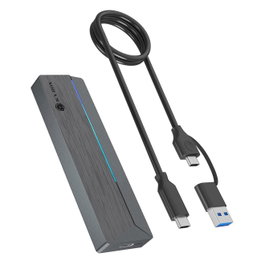 ICY BOX IB-1826MCL-CU31 Caja Externa SSD M.2 NVMe/SATA USB 3.2 Gen 2 Tipo C 10 Gbps con Iluminación RGB, Aluminio Gris, Plug and Play, Hot-swap