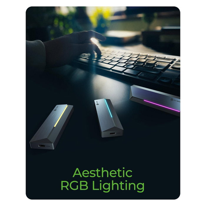 ICY BOX IB-1826MCL-CU31 Caja Externa SSD M.2 NVMe/SATA USB 3.2 Gen 2 Tipo C 10 Gbps con Iluminación RGB, Aluminio Gris, Plug and Play, Hot-swap ICY BOX IB-1826MCL-CU31 Caja Externa SSD M.2 NVMe/SATA USB 3.2 Gen 2 Tipo C 10 Gbps con Iluminación RGB, Aluminio Gris, Plug and Play, Hot-swap
