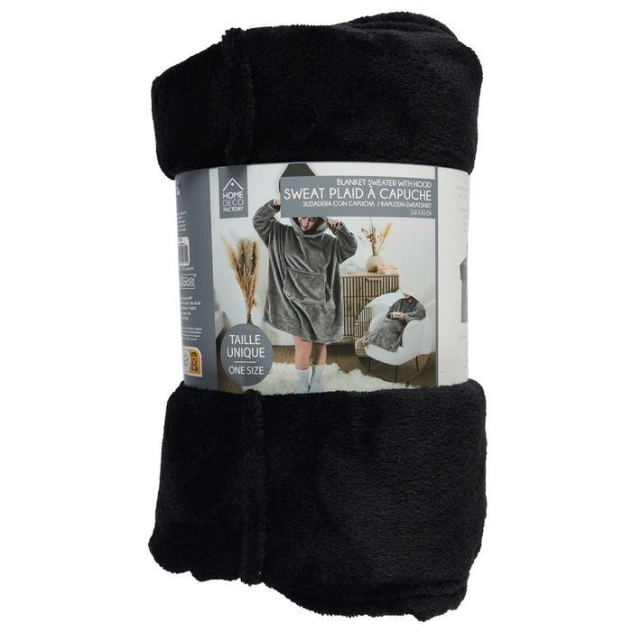 Home Deco Factory Sudadera con Bolsillo y Capucha Talla Única Medidas 118x85 cm Colección Sweat Plaid