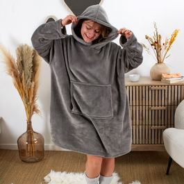 Home Deco Factory Sudadera con Bolsillo y Capucha Talla Única Medidas 118x85 cm Colección Sweat Plaid