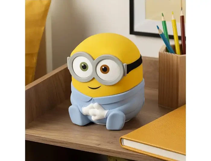 Wondee Lámpara de Silicona Minions Bob con Luz Nocturna, 3 Niveles de Brillo y Modo Pulsante, Temporizador 1-3h, Amarillo, 125x70x300 mm
