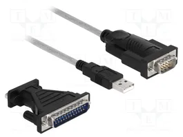 DeLOCK Adaptador USB 2.0 Tipo-A a RS-232 D-Sub 9 + Adaptador D-Sub 25