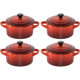 Le Creuset Set de 4 Mini Cocottes de Gres Rojo Cereza