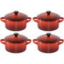 Le Creuset Set de 4 Mini Cocottes de Gres Rojo Cereza
