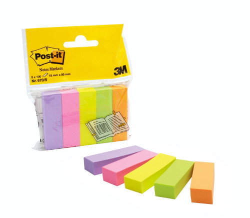 Post-It Mininotas Adhesivas Colores Surtidos 15x50mm, Pack de 5 Blocs Post-It Mininotas Adhesivas Colores Surtidos 15x50mm, Pack de 5 Blocs
