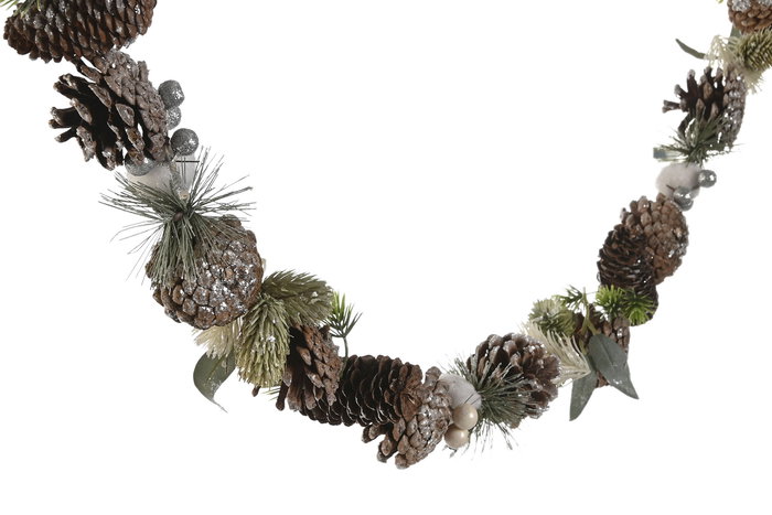 DKD Home Decor Guirnalda Navidad Alpina Verde Natural Piña 8 x 150 x 8 cm (2 Unidades)