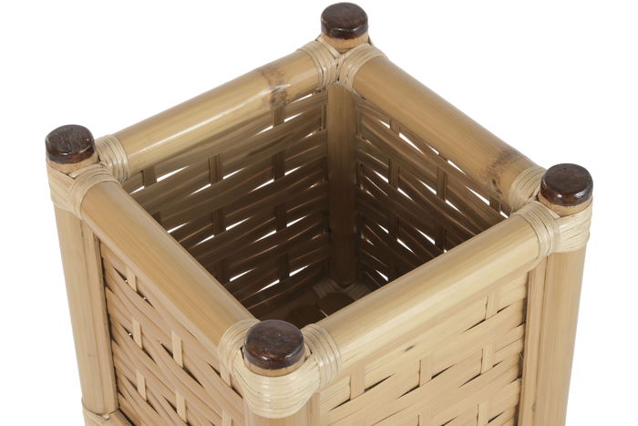 DKD Home Decor Macetero Tropical Natural Bambú y Ratan 35 x 76 x 35 cm