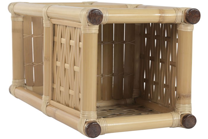 DKD Home Decor Macetero Tropical Natural Bambú y Ratan 35 x 76 x 35 cm