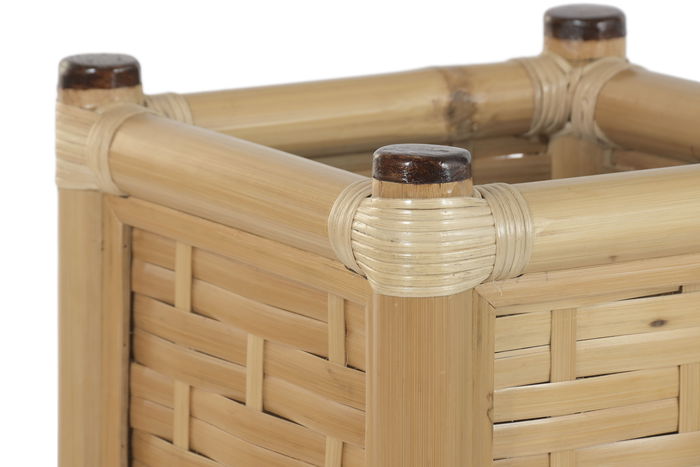 DKD Home Decor Macetero Tropical Natural Bambú y Ratan 35 x 76 x 35 cm