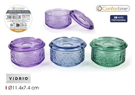 Inde Cenicero Agua Vidrio Textura Relieve 11.4x11.4x7.4 cm (24 Unidades)