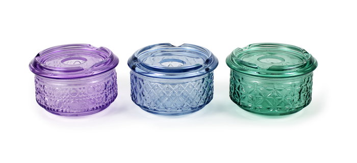 Inde Cenicero Agua Vidrio Textura Relieve 11.4x11.4x7.4 cm (24 Unidades)