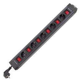 Rev Regleta SupraLine de 5 tomas con interruptor individual, 3,7 m, antracita