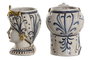 DKD Home Decor Sicilia 2024 Macetero Mediterráneo Blanco Dorado Azul Porcelana Cabeza Siciliana 15 x 26 x 15 cm (2 Unidades)
