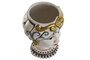 DKD Home Decor Sicilia 2024 Macetero Mediterráneo Blanco Dorado Azul Porcelana Cabeza Siciliana 15 x 26 x 15 cm (2 Unidades)