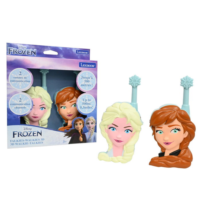 Lexibook Walkie-Talkies 3D Frozen Disney Alcance 500m 2 Canales Clip para Cinturón